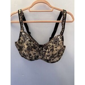 PrimaDonna Couture Full Cup Bra 36F Cream Black Lace Underwire Belgian‎ Luxury